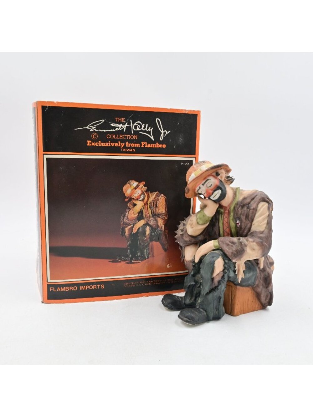 Flambro Emmett Kelly Jr The Thinker Clown Figurine 9720 Vintage Limited Box